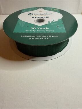 Member's Mark Green Wired Edge Ribbon - 50 Yards